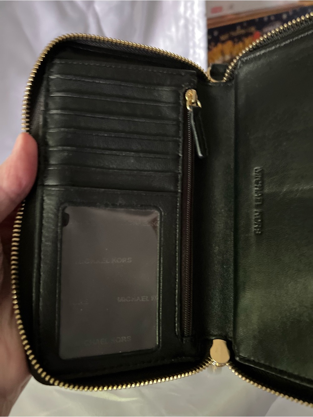 Michael Kors Black Floral Lace Zip-Around Wallet with Gold Logo - Picture 8 of 11